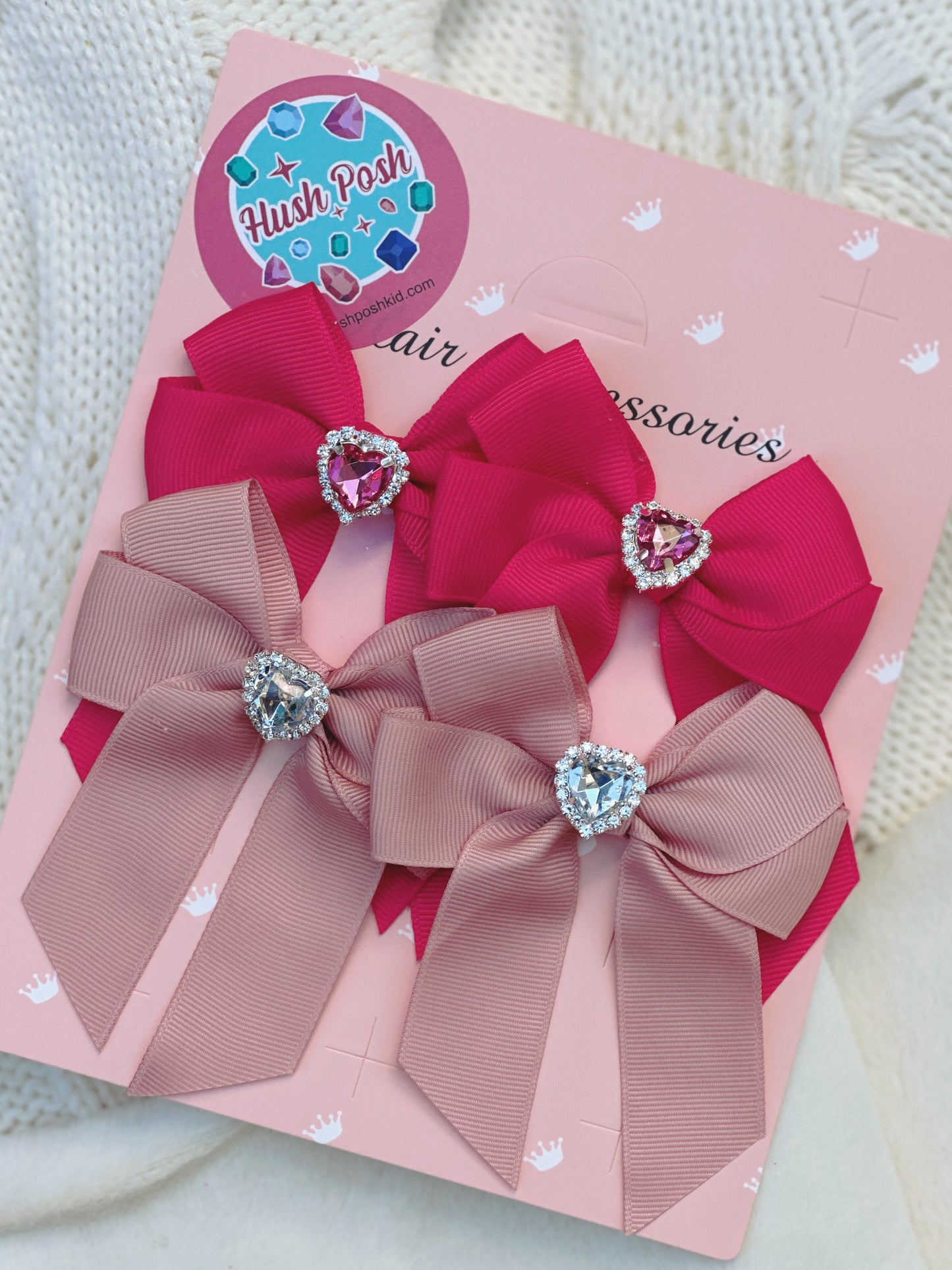 HushPosh Handmade 4 Piece Ribbon HairClip