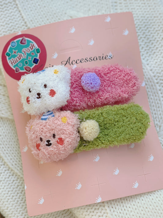 HushPosh Plush Pudding Bear Cute Large HairClip
